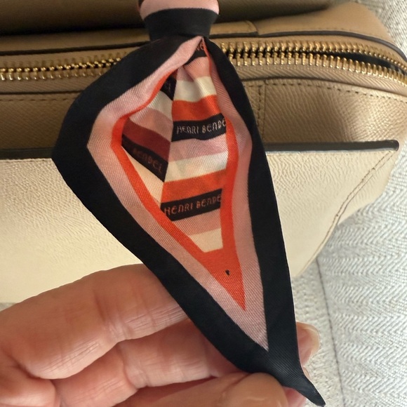 Henri Bendel Cream Satchel with Pink Scarf Accent - Picture 3 of 8